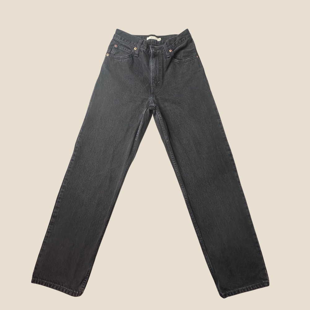 Levi's Jeans Womens 24 Dad Jean Premium Black High Rise Straight Leg Denim